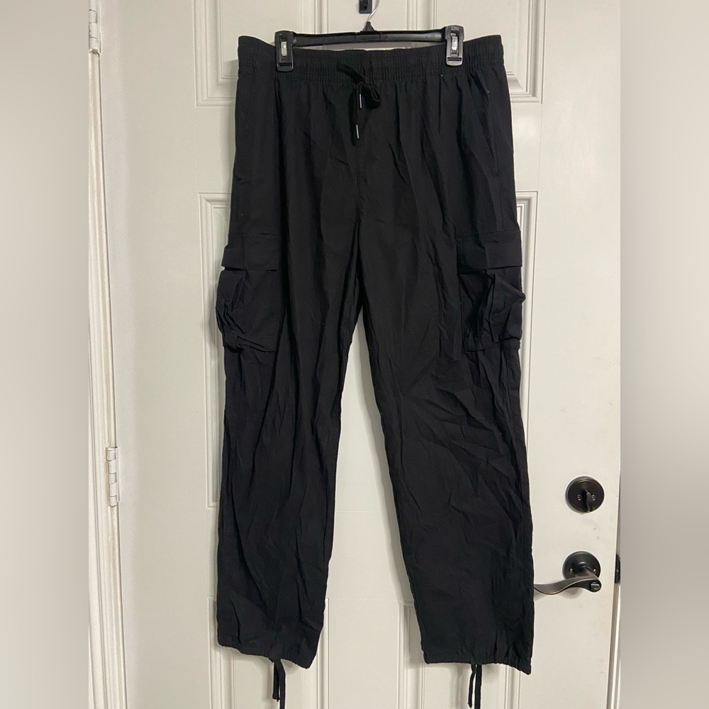 T35a- MAISON ARTICLE Black RIPSTOP Cargo Pants